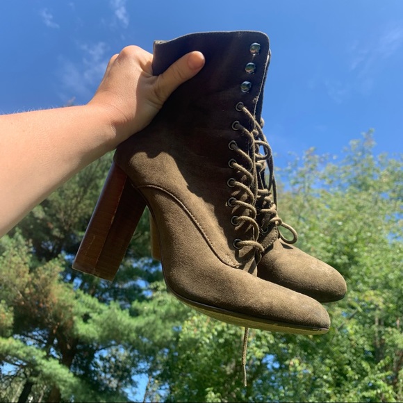 Y2K Green suede lace up chunky Steve Madden booties - Picture 8 of 8